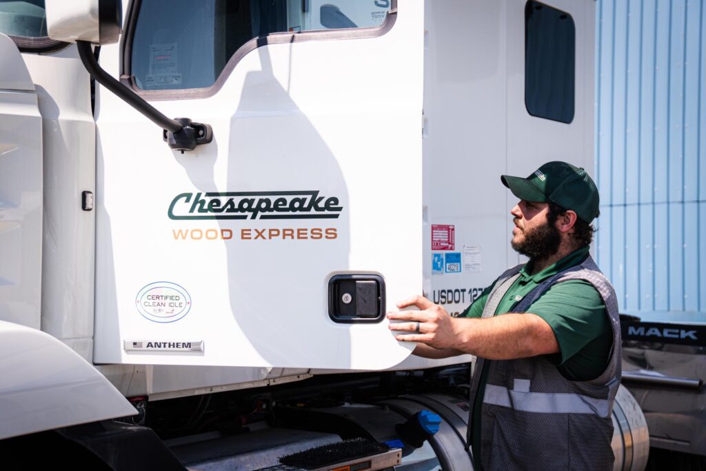 chesapeake truck driver opening truck door